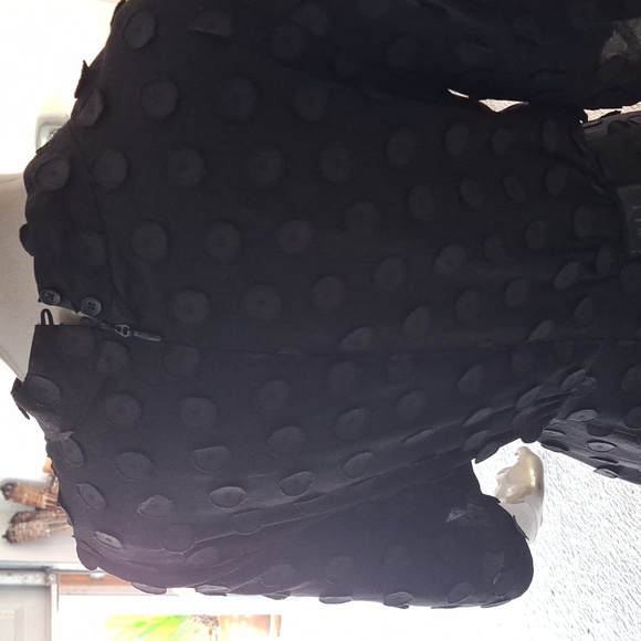 Vintage 60's trace off dress in textured georgette - Picture 4 of 7